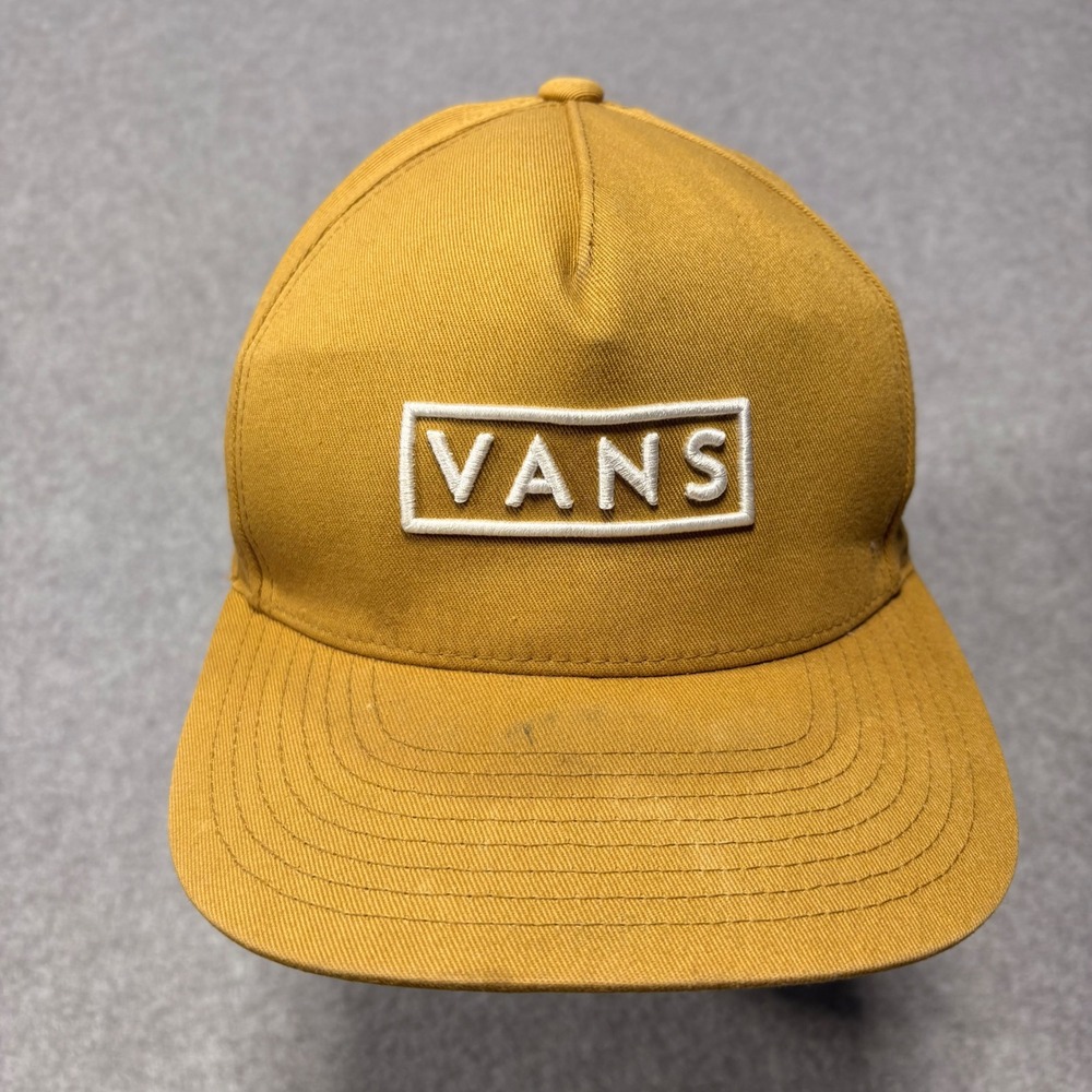 Vans Mens Mustard Yellow Embroidered Box Logo Snapback Hat Cap Cotton